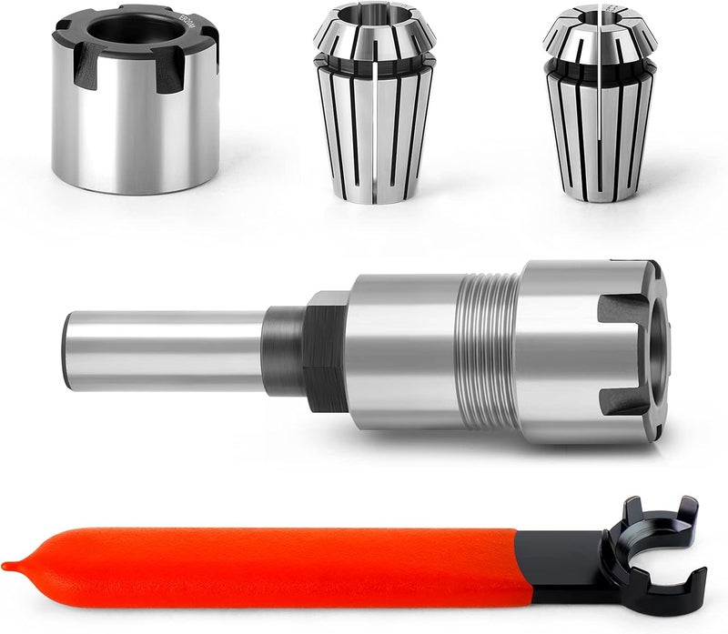 MEIGGTOOL 1/2 Inch Shank Router Bit Extension Collets ER20M Extender Chuck Converter Adapter, Convert 1/2-Inch & 1/4-Inch Shank Bits for CNC Engraving Machine and Milling Lathe Tool Workholding - Image 1